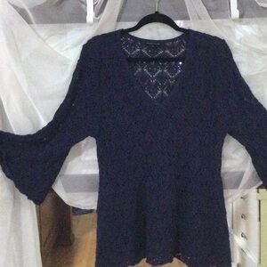 Elegant Navy Lace Women's Top
